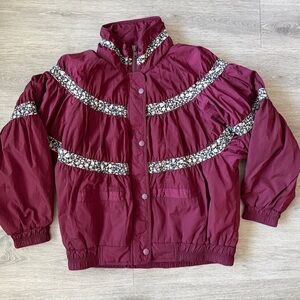 Free People On My Mind Bomber Puffer Boho Jacket Red/ Bur size Small